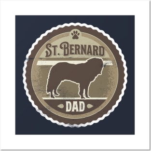 St. Bernard Dad - Distressed Saint Bernard Silhouette Design Posters and Art